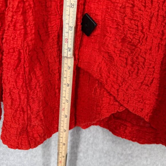 Ali Miles Womens Gauze Tunic Top Size S Burnt Orange Art to Wear Roll Tab Button - Picture 10 of 11